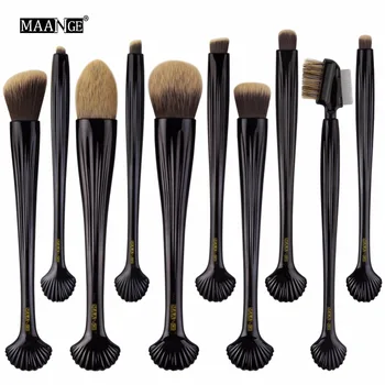 

MAANGE 10Pcs/pack Beauty Makeup Brushes Tool Set Soft Foundation Powder Blending Eyes Face Cosmetic Shell Brush Kit Maquiagem
