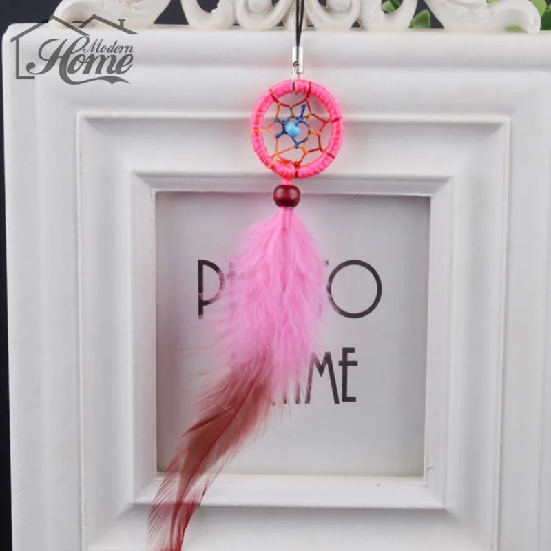 1pc Dream Catcher Keychain With Feathers Hanging Decoration Craft Gift Wind Chimes Window Car Hanging Decor Keyring Ornament