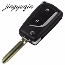 Jingyuqin Складной флип дистанционного брелока чехол для Toyota Highlander coralla Camry RAV4 Reiz Vios 2 кнопки Uncut TOY43 лезвие В виде ракушки