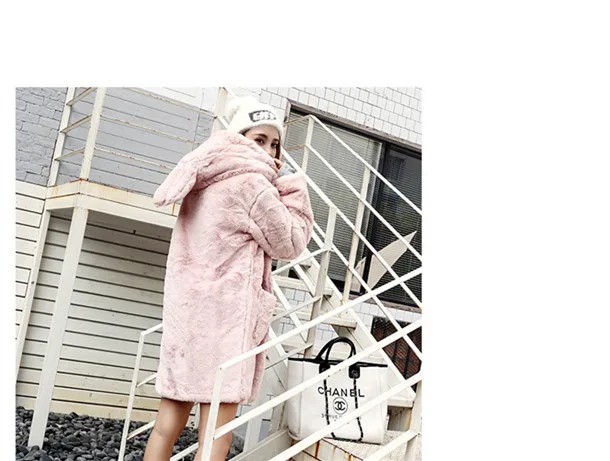 Women's Artificial Fur Coats Long Cashmere Cartoon Lovely Jacket Wool Coat For Women 2018 New Winter Clothing Big Size LZ955 (9)