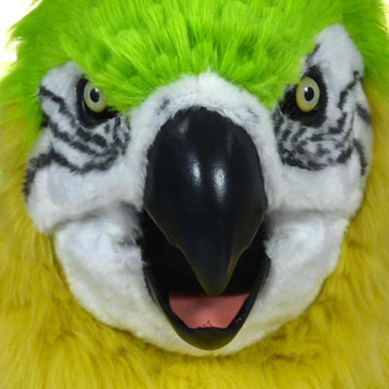 Модная функциональная меховая маска для рта зеленая маска для головы попугая
