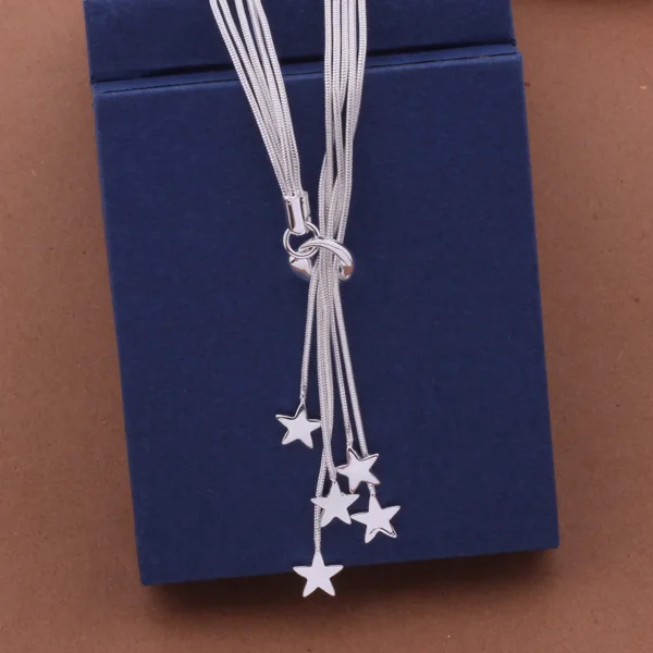 

AN440 Trendy wholesale silver Necklace, 925 silver fashion jewelry Tai chi five-star necklace /brrakiya gpnapgua