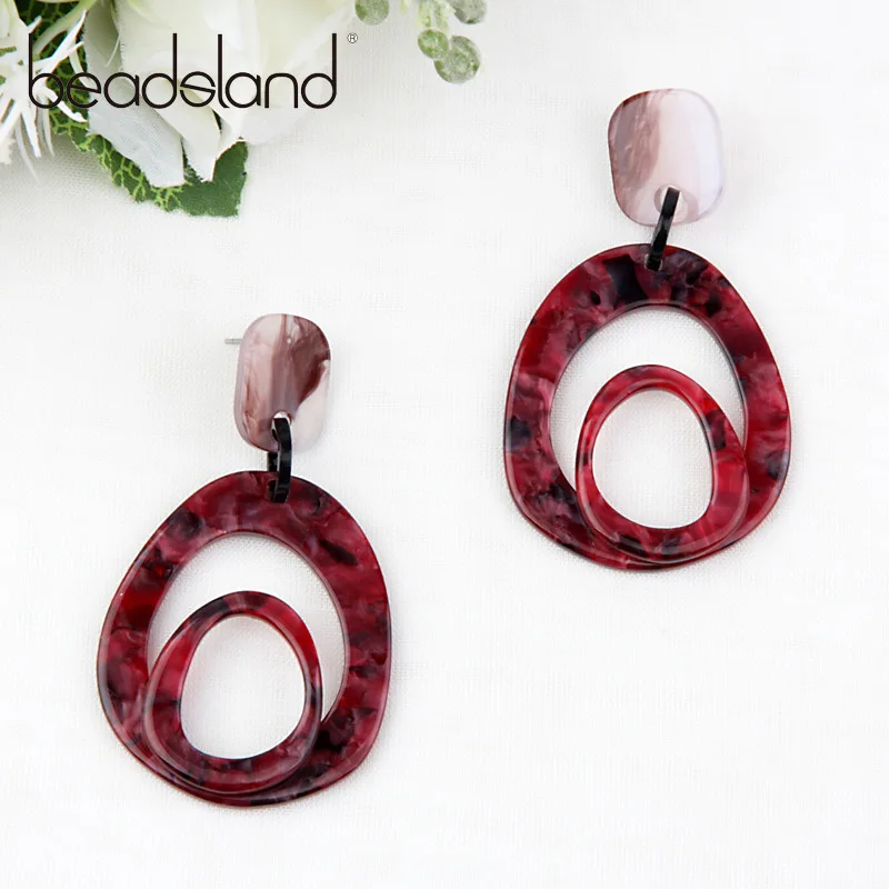 

Beadsland Acetic Acrylic Drop Earrings Ethnic Fashion Elegent Double Design For Woman Girl Party Festival Hot Sell Gift 40134