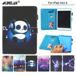 LIMELAN Модный чехол с принтом для Apple Ipad Mini 1 2 3 4 умный чехол Крышка для планшета милый мультфильм силиконовый PU кожаный чехол-подставка