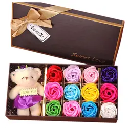 Новинка 1 коробка роза цветок Мыло Подарочная коробка для ванной-идеальный подарок ко Дню Святого Валентина с медведем для матери, жены или