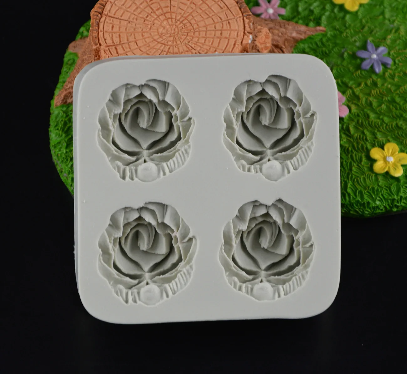 4 Styles 3D Liquid Silicone Roses Shaped Baking Mold Fondant Cake Tool