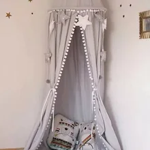 Детский скандинавский стиль Декор для игровой комнаты навес белый розовый серый висячая кровать навес с шариком кисточкой фото реквизит Комната принцессы