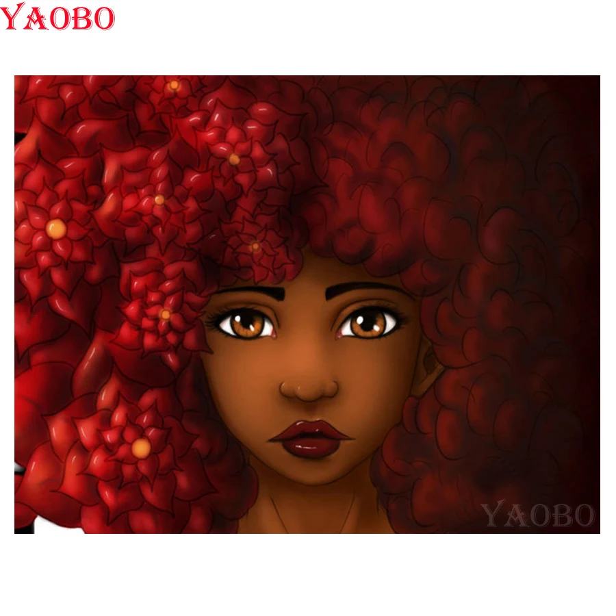 Diy Diamond Painting African girl Cross Stitch Kits Full square drill 5d Embroidery Mosaic crystals Home Decor gift | Дом и сад
