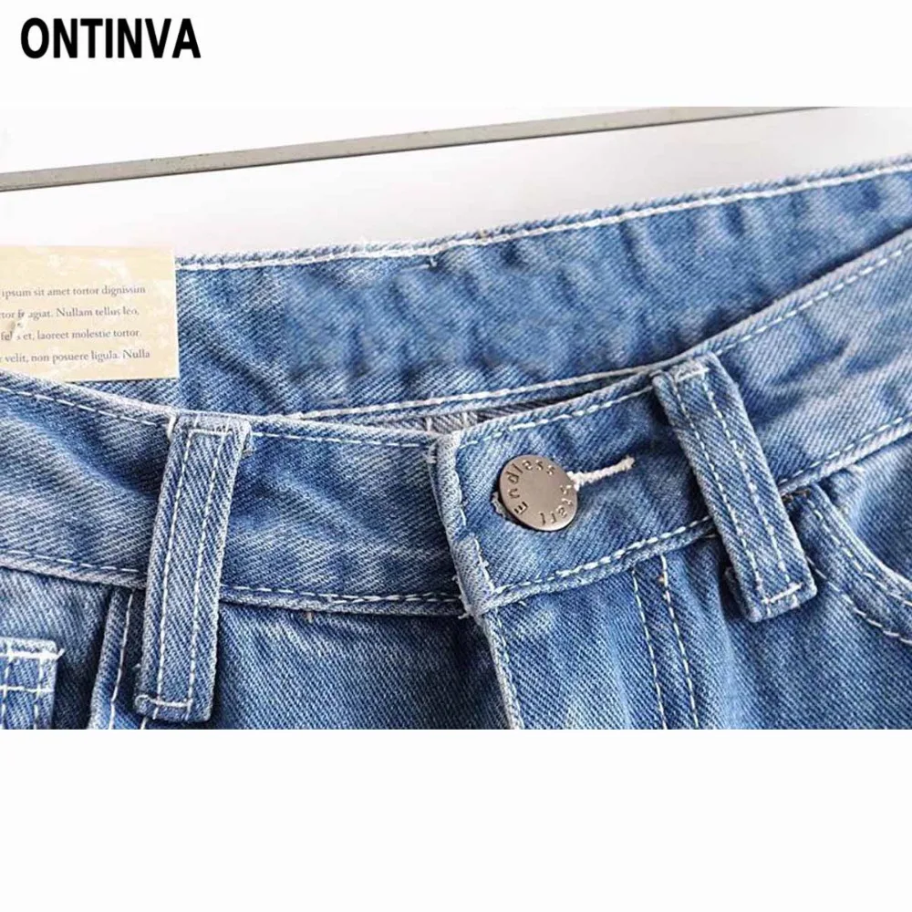 2019 синие джинсы Рваные Джинсы бойфренда Модные женские Винтаж искусственно состаренные брюки середины талии нерегулярные дно