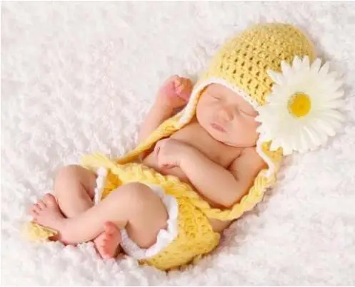 Вязаное для маленьких девочек серая шляпа красные цветы с сочетающимися подгузниками для новорожденных фото реквизит NB-3M хлопок