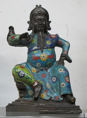 

xiuli 003830 13"China vintage Bronze Cloisonne The Three Kingdoms hero guan gong Statue