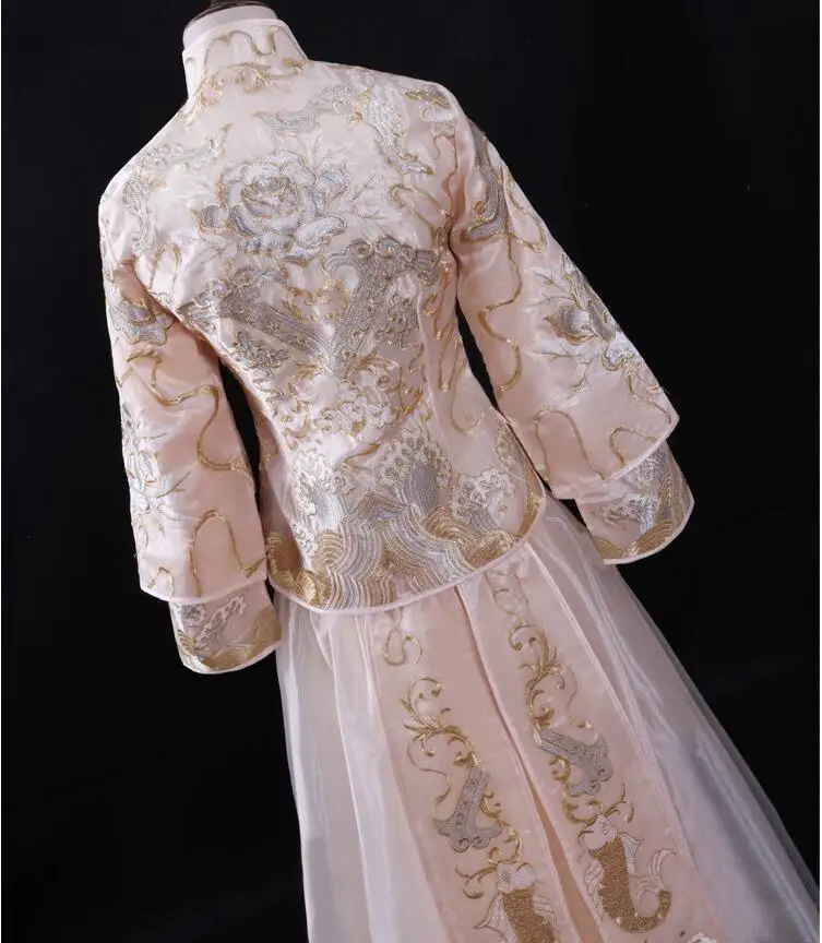 Китайское свадебное платье невесты вечернее платье Чонсам Лето шампанское китайский стиль дизайн показать одежду pratensis Qipao