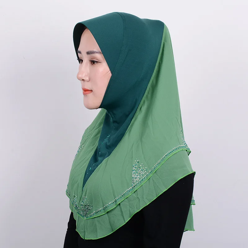 Шарф для женщин-мусульманок сплошной головной убор шапочки под хиджаб абайя головные уборы капот под обертывания шапки Арабский исламский Хрустальный платок