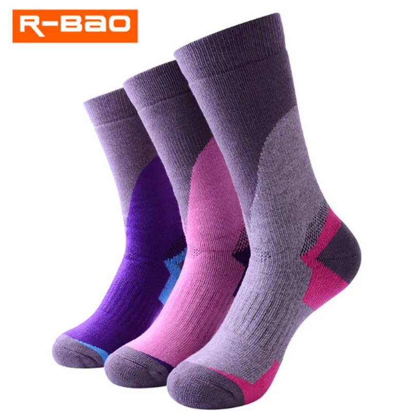 

3 Pairs/lot R-BAO RB3307 80% Cotton Skiing Socks Kids Children Outdoor Sport Sock Warm Fit to Size 30-36/35-39