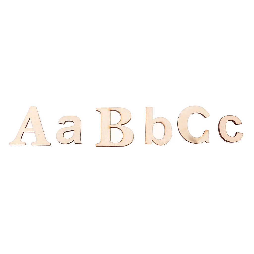 52pcsUnfinished Wooden Capital Alphabet Letters Wood Lower Case Letters for Arts Crafts Kids Educational Toys