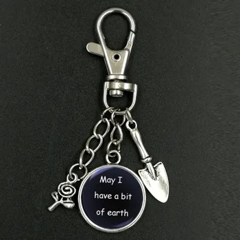 secret garden may i have a bit of earth KEYCHAIN ART DOME CAMEO spring shovel KC016