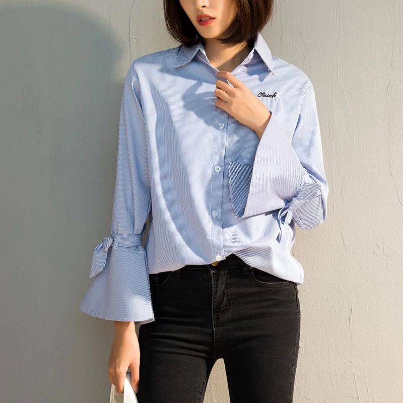 Flare Sleeve Blouse Women Fashion Turn 