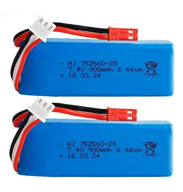 

1pc 2pc 7.4V 900mAh 25c Lithium battery for XK520 RC Airplane