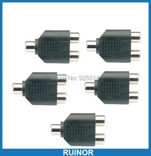 

50 PCS RCA Female to 2 Female RCA socket Audio Splitter Converter Video audio