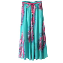 JAYCOSIN/Летняя Женская Длинная пляжная юбка для отдыха с высокой талией юбка с принтом шелковая текстура, свободная длинная юбка эластичная, равная код