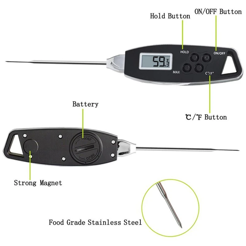 Digital Food Cooking Thermometer Instant Read Meat Thermometer For Kitchen BBQ Practical Wear-resistant Durable Tool C0413#30   09