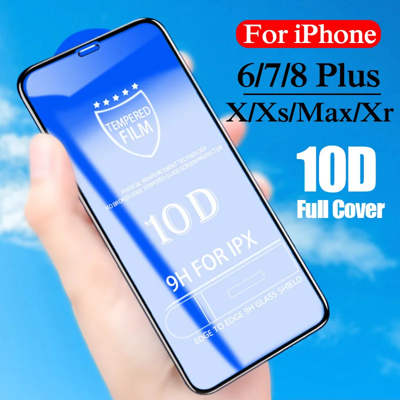 10d полное Защитное стекло для iphone x xs max xr 6 7 8 plus aphone 6plus 7plus afion Закаленное Защитная