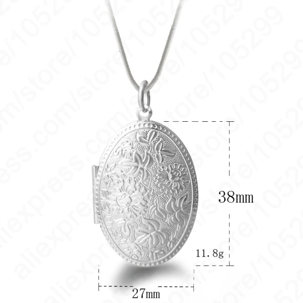 Silver Pendant Necklace Vintage Photo Locket for Women