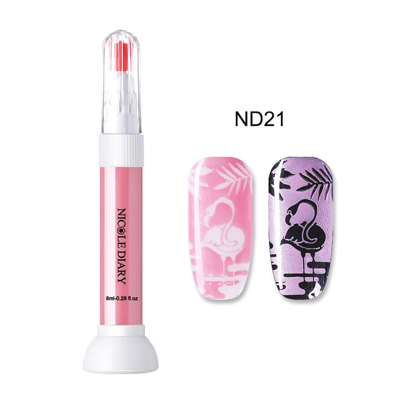 8ml ND021 NICOLE DIARY 9 мл стемпинг ногтей покрытие лак красочный дизайн ногтей пластина печать лак оболочка лак для ногтей - Цвет: 8ml ND021