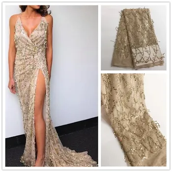 

African Lace Fabric Red African Guipure Lace fabric with Sequins High Quality French Lace Sequin Fabric X1963