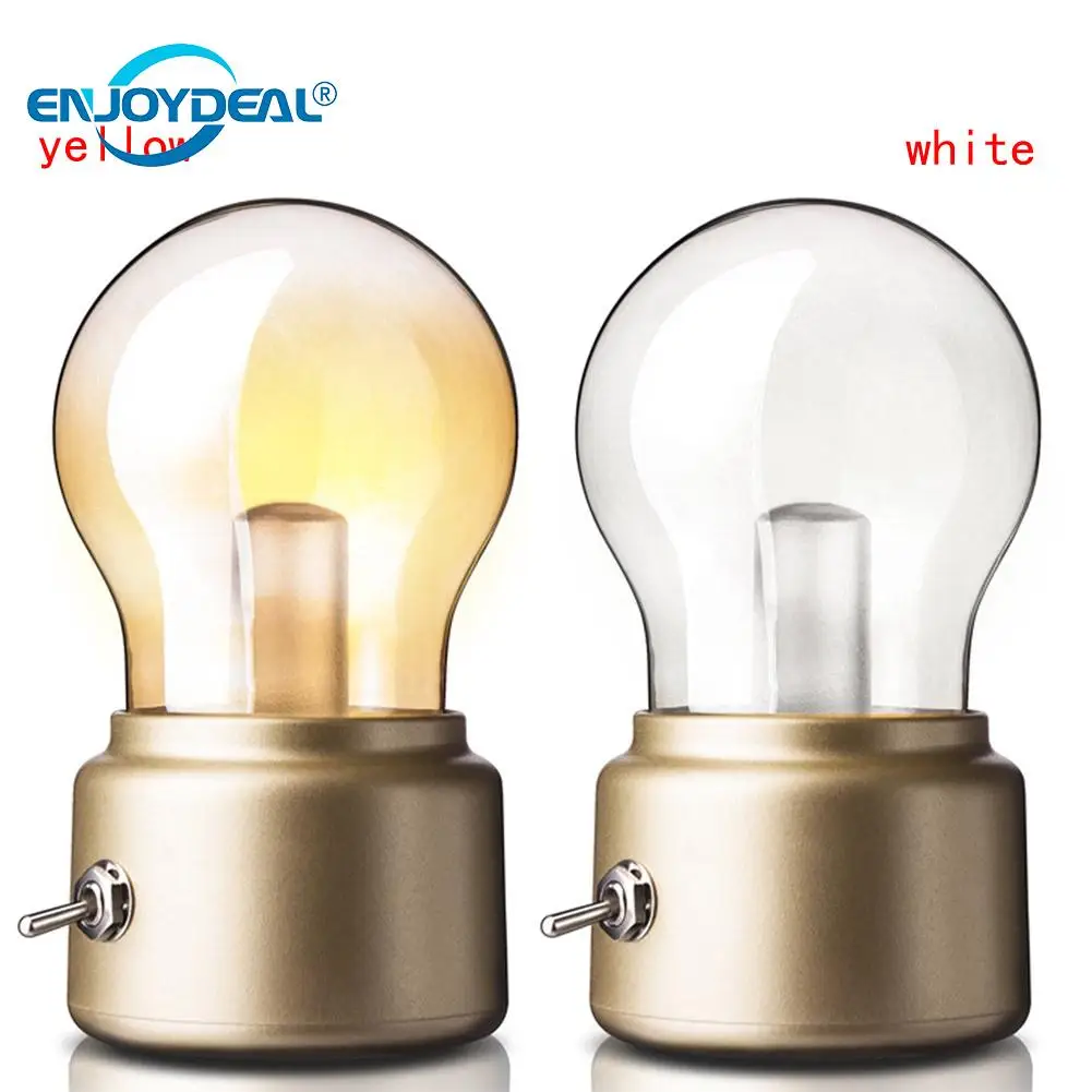 Retro Rechargeable LED Bulb Night Light Lamp USB ABS+Glass LED Vintage