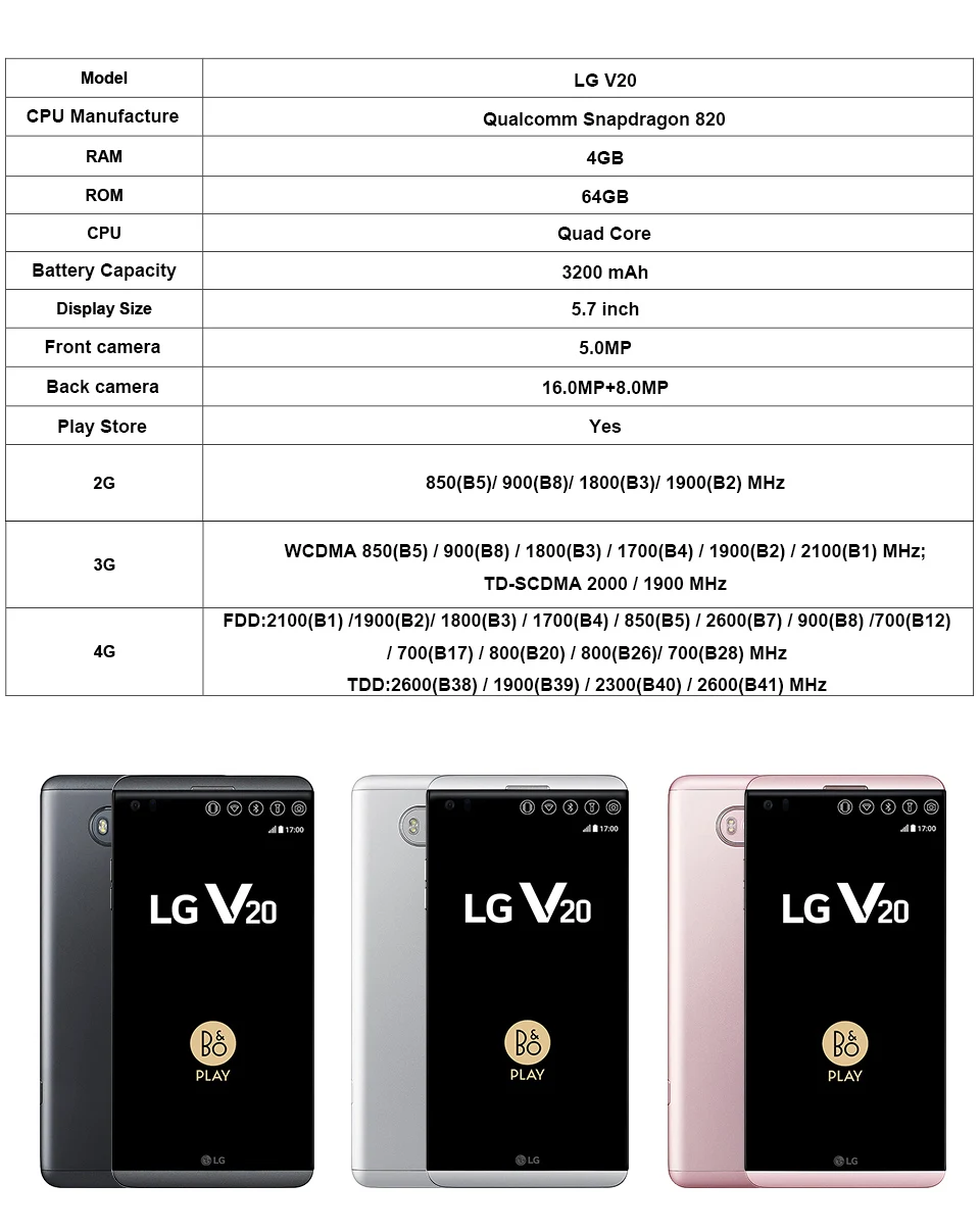 LG V20, 4 Гб ОЗУ, 64 Гб ПЗУ, отпечаток пальца, Snapdragon 820, Android, две sim-карты, 5,7 дюйма, 16 Мп+ 8 Мп, задняя камера, 4G, LTE, смартфон