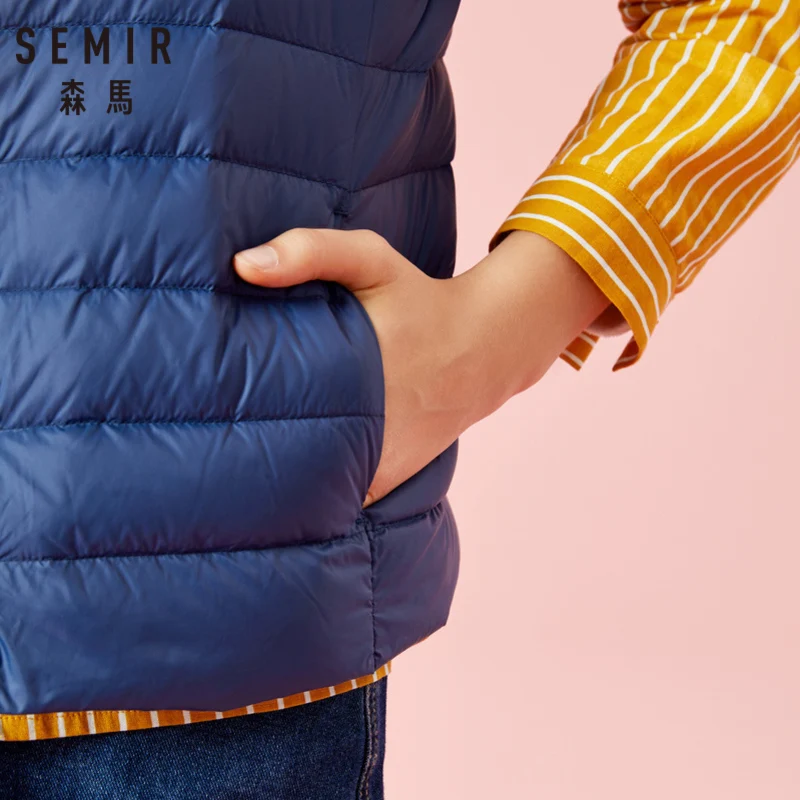 Skup SEMIR Women Packable pikowana lekka kamizelka puchowa ze skośną latarka kieszonkowa kamizelka rozdymka Chinlon podszyta przednim zapięciem