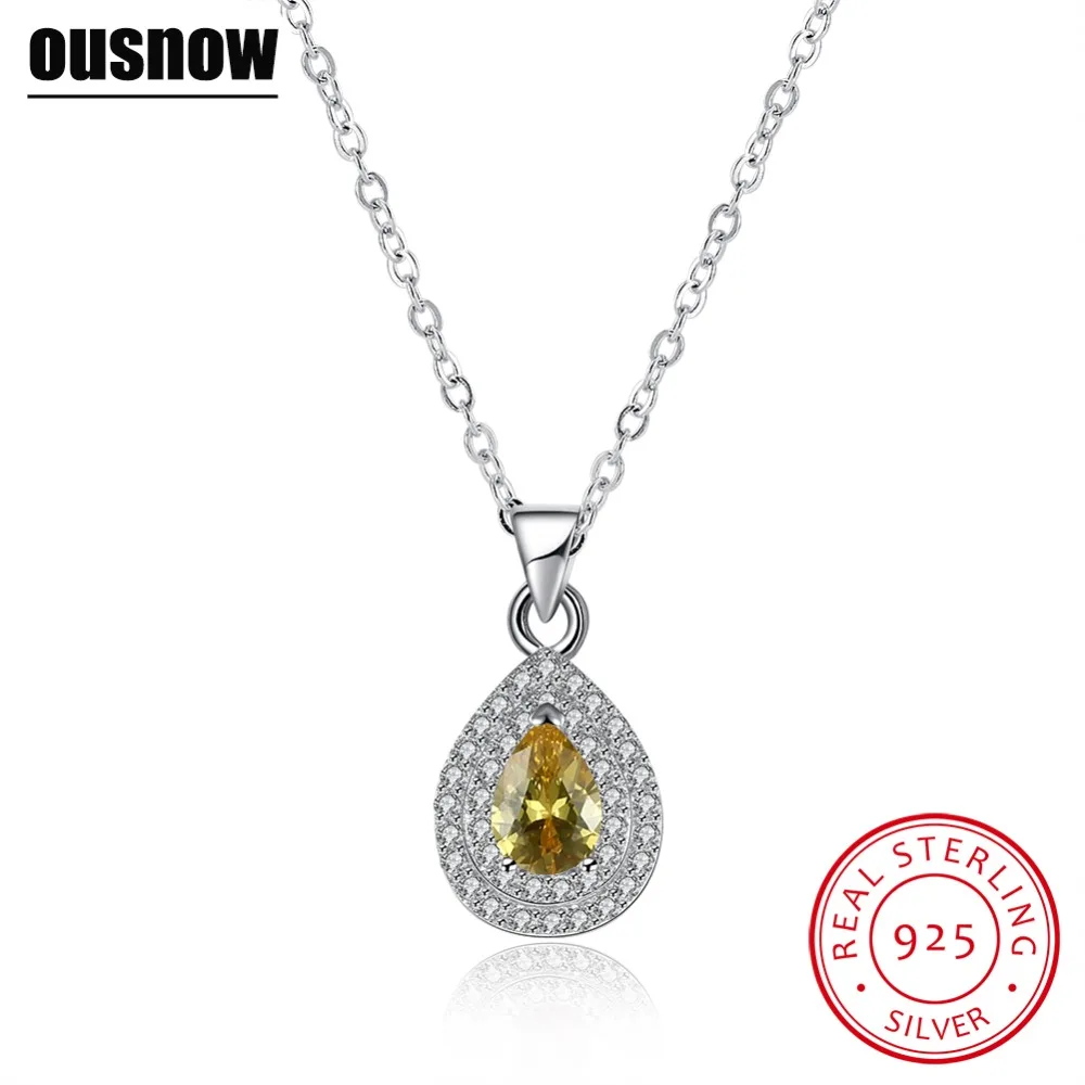 Fashion popular 100 925 sterling silver yellow drop necklace authentic
