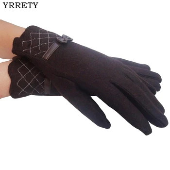 

YRRETY 2019 Brand Autumn Winter Bowkno Lattice Gloves Women Fashion Vintage Designer Warm Gloves Mittens Female Cashmere Gloves