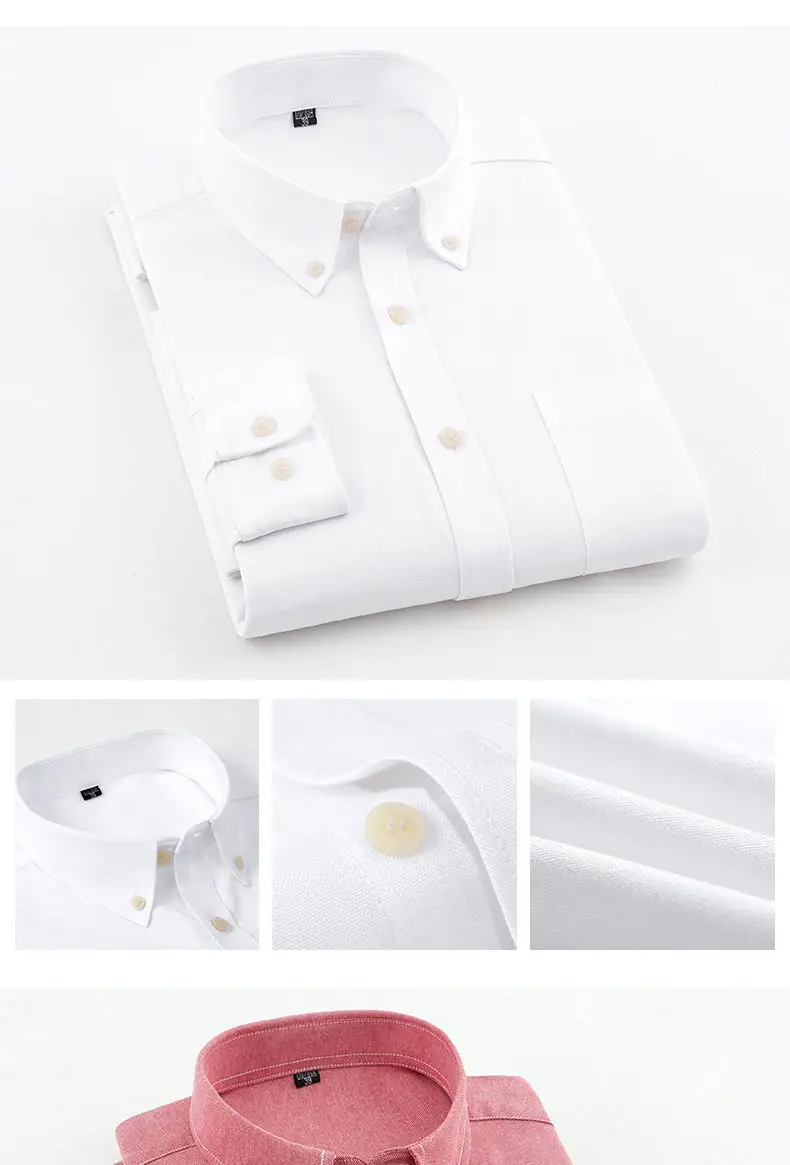 8Colors Plain Shirts Men Long Sleeve Casual Autumn Spring Cotton Oxford Denim Male Shirts Plus size M-5XL Solid Muls Brand Cloth-0