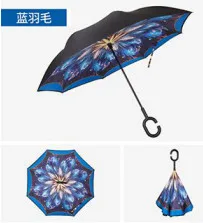 Складной обратный двухслойный зонтик перевернутый ветрозащитный дождь автомобиля зонты для женщин - Цвет: New D