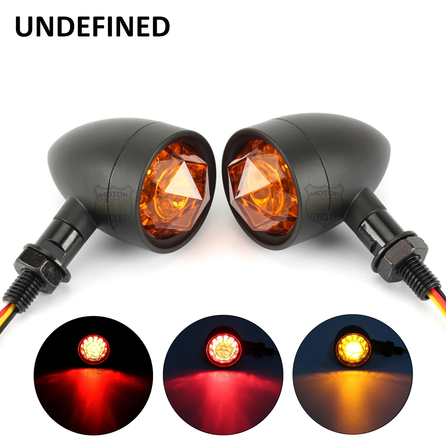 Universal Motorcycle LED Turn Signals Brake Lights AMBER LENS Kawasaki Yamaha