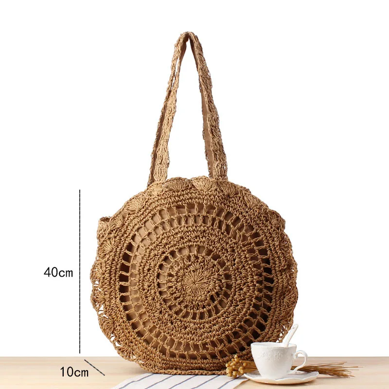 2022 Women Straw Bags Round Woven Handmade Ladies Design Summer Beach Circle Bohemia Rattan Cross Body Shoulder Bag New Fashion 
