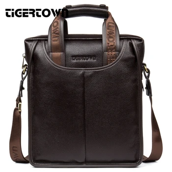 

100% Top Genuine Leather TIGERTOWN Brand Cowhide Business Messenger Bag Men Portable Laptop Casual Purse Shoulder Casual Bags