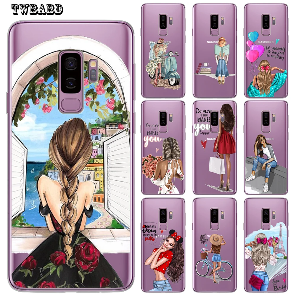 

Fashion Girl Phone Case For Cover Samsung Galaxy S9 S8 S10 Plus S7 S6 Edge S10 Lite Note 8 9 Soft Silicone Funda Etui