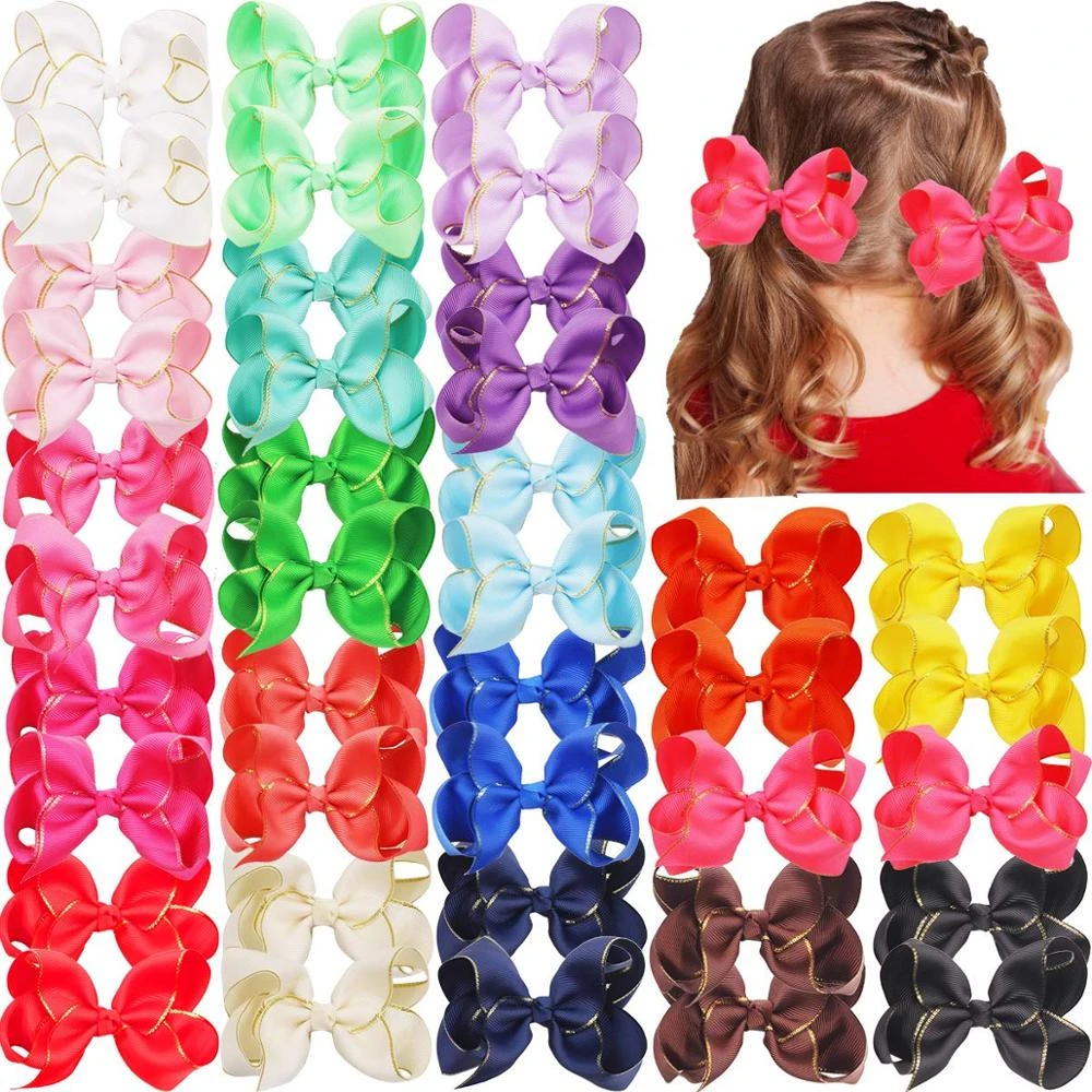 女の子と男の子のためのグロスグレインリボン 4 5インチ 40個のリボン 女の子のためのヘアクリップ 女子ヘアアクセサリー Aliexpress