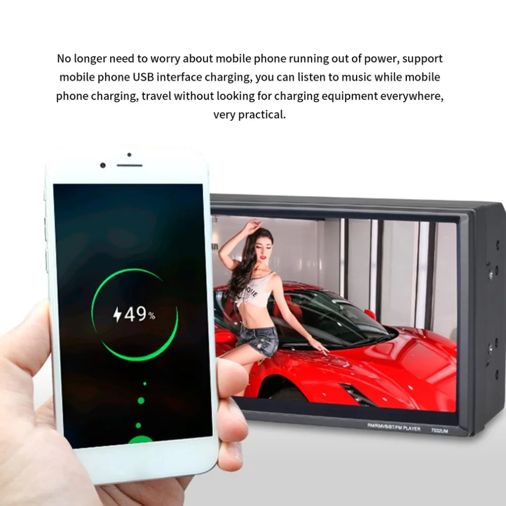 

Vehicle Car MP5 Player Car Multimedia Player 7 Inch HD Large Screen Hand-Free Calls Dual USB Bluetooth Reversing visible