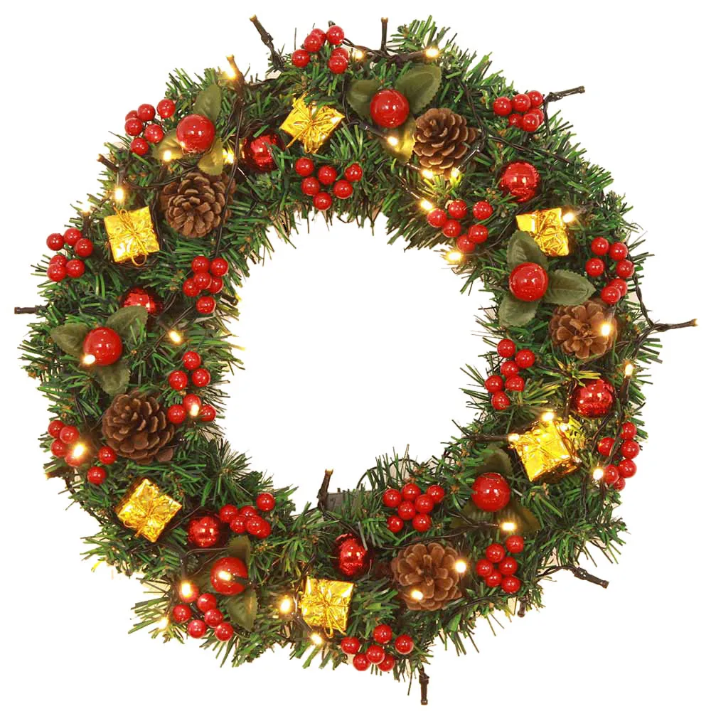 

Christmas Wreath with Bow Handcrafted New Year Elegant Holiday Wreath Decoration Door Wall Ornament Garland guirnalda navidad