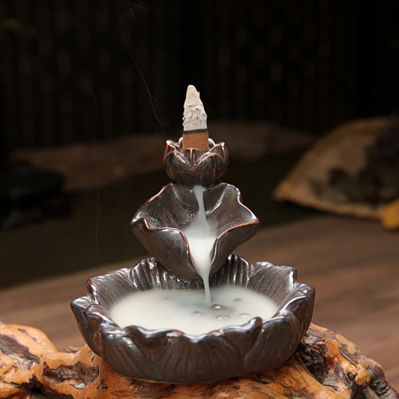 Handmade Ceramic Incense Burner Smoke Backflow For Incense Stick Sandalwood Stove Tower Censer