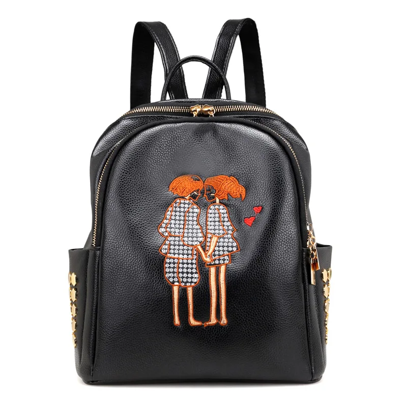 

Canvas Backpack Cute Women Rose Embroidery Backpacks for Teenagers Women's Travel Bags Mochilas Rucksack School Bags