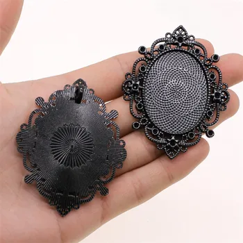 

1pcs/lot 30x40mm Oval Inner Size Simple Style Cabochon Base Setting Black Color For Jewelry Making Jewelry Findings