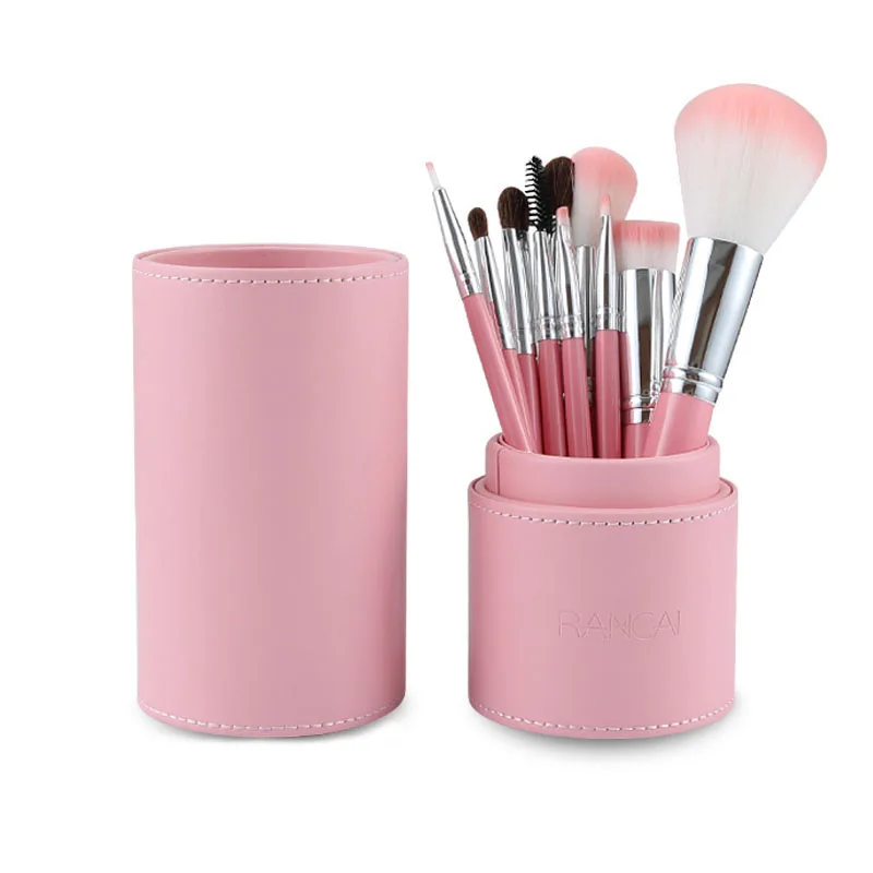 

RANCAI 10pcs Makeup Brushes Set Powder Foundation Blusher Eyeliner Eyeshadow Eyebrow Eyelashes Lip Contour Brush with Cylinder