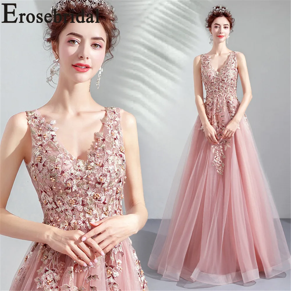 Женское кружевное вечернее платье Erosebridal длинное фасоль паста с v образным