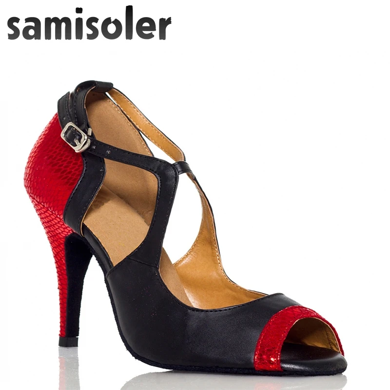 

Samisoler Yellow/Red New Flash Cloth Collocation Shine Ballroom Fashion Dance Women Latin Dance Competition Shoes