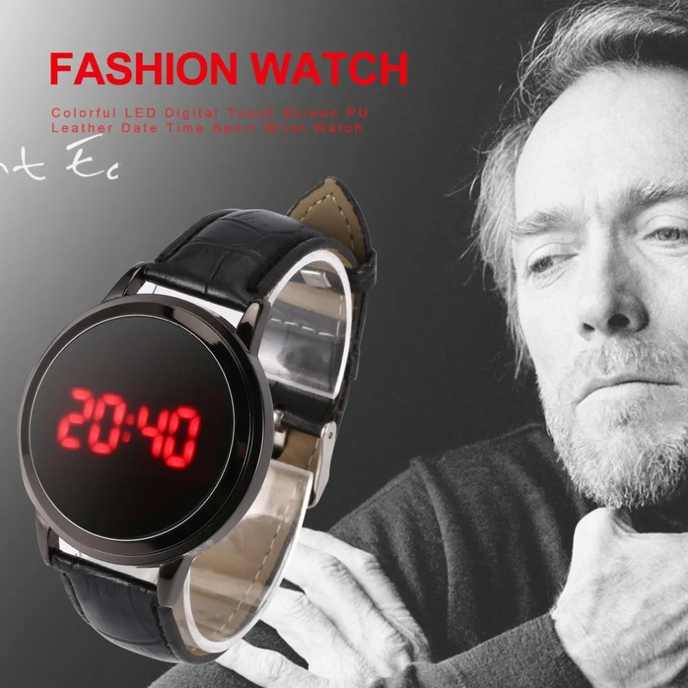 

Stylish Fashion Watch Waterproof LED Digital Touch Screen Day Date PU Leather Strap Digital Wrist Watch For Men HOT SLAE